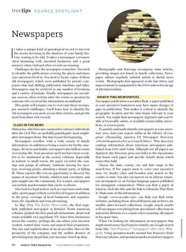 Family Tree Magazine November/December 2023 Digital Edition