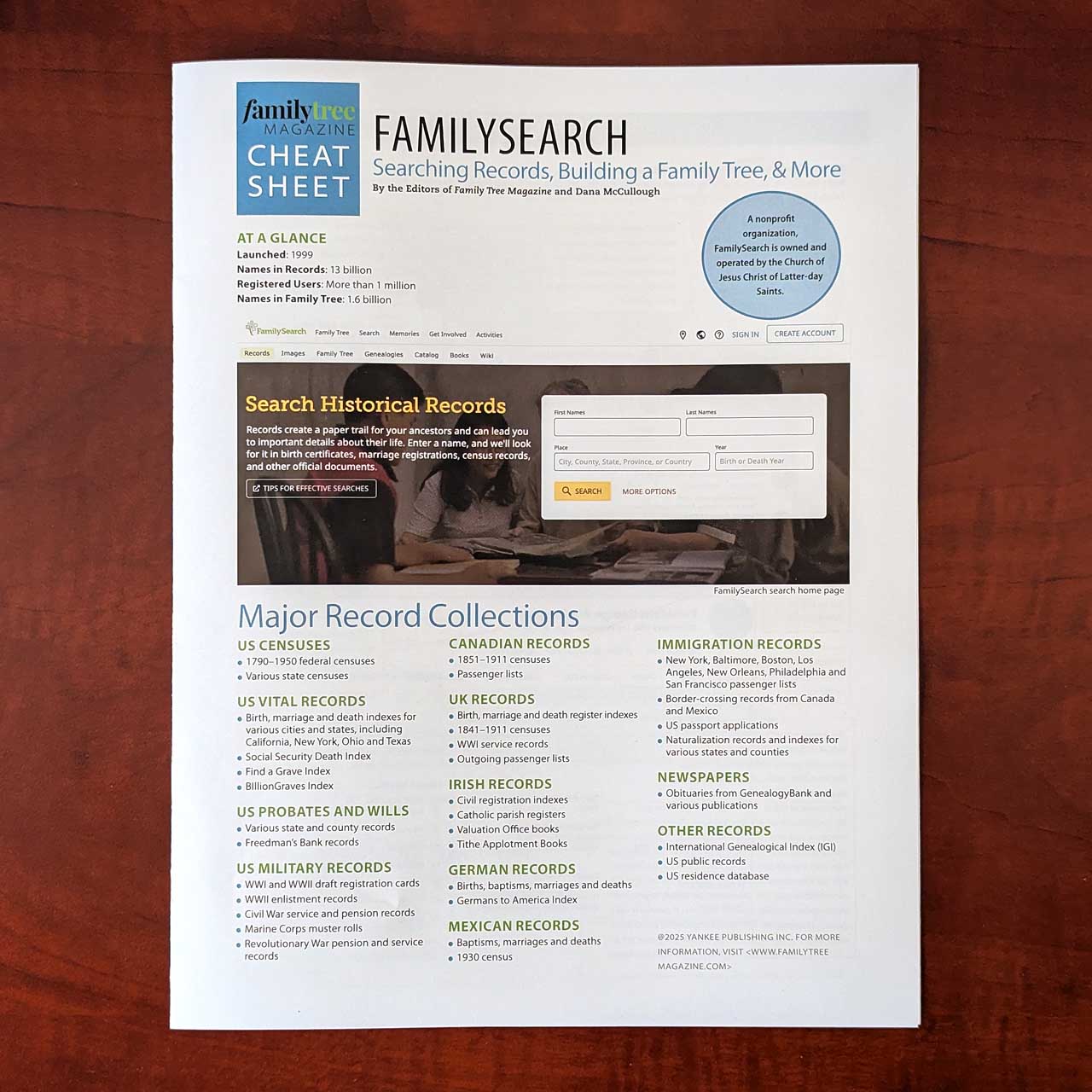 Genealogy Websites Cheat Sheets Collection - Print Edition