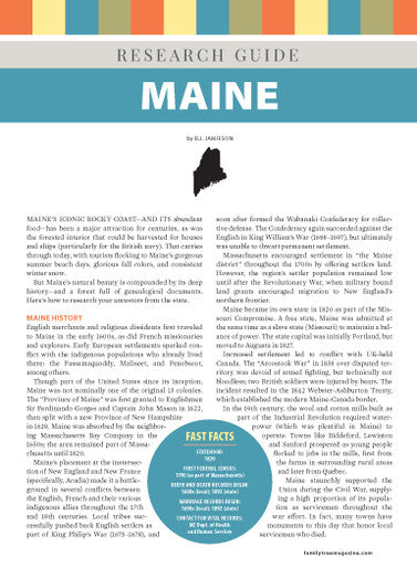 Maine Research Guide Digital Download