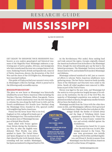 Mississippi Research Guide Digital Download