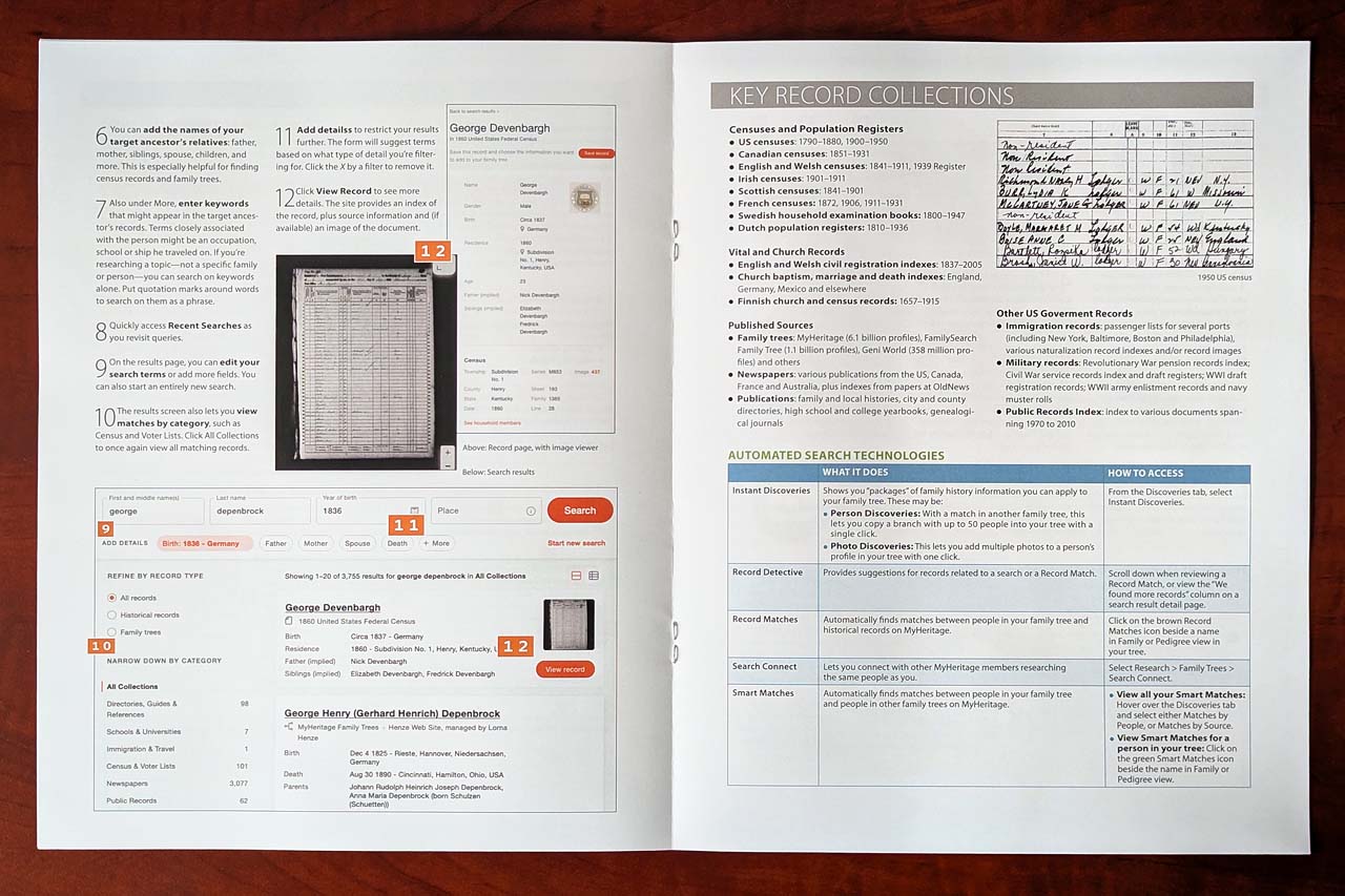 MyHeritage Cheat Sheet - Print Edition