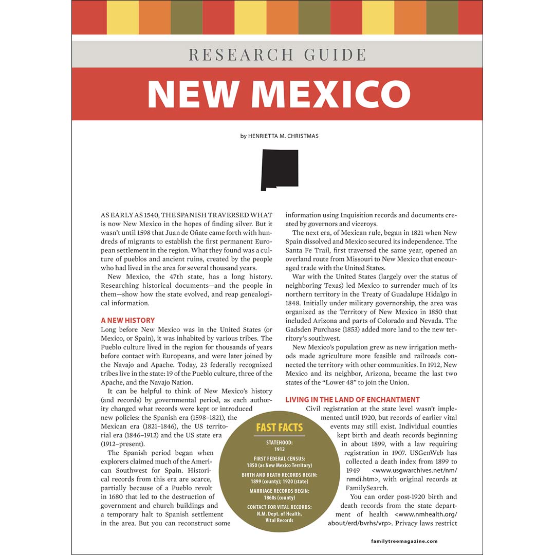 Research guide for New Mexico with text and a red border