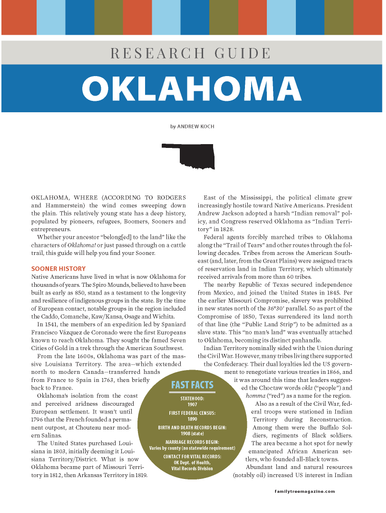 Oklahoma Research Guide Digital Download