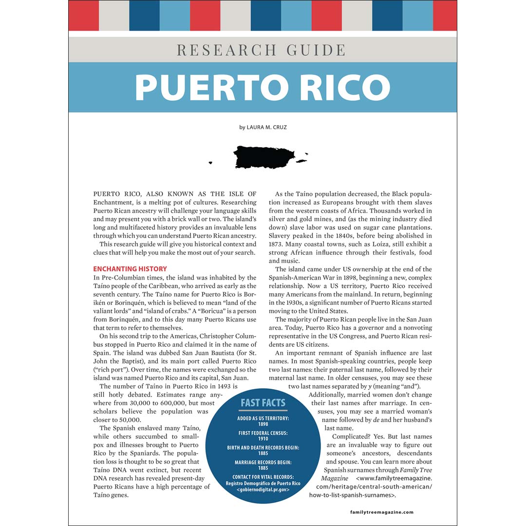 Research guide on Puerto Rico with text and a flag design.
