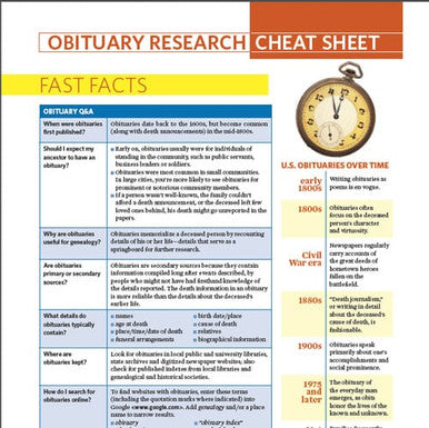 Obituary Research Cheat Sheet