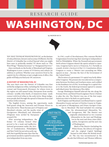 Washington, DC Research Guide Digital Download