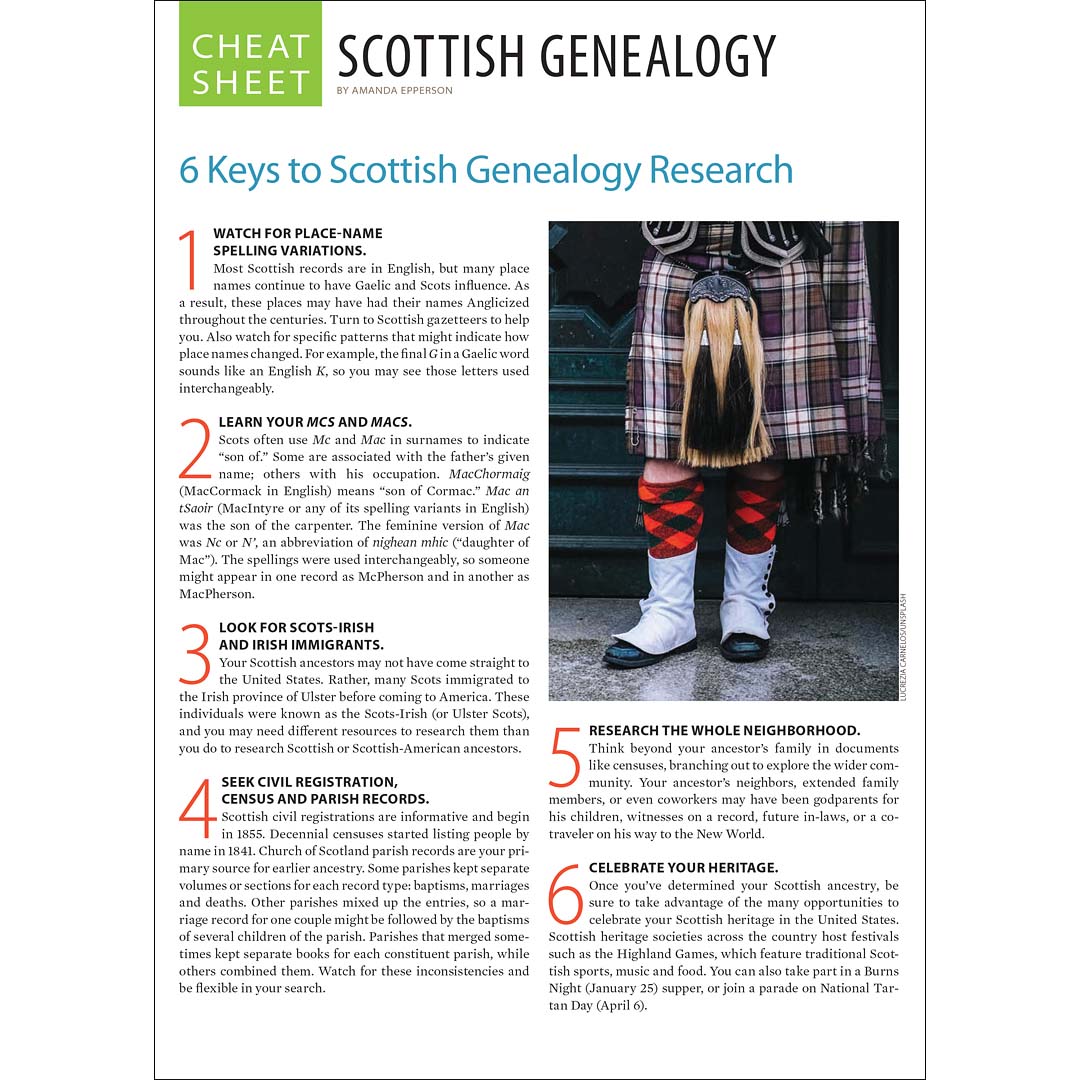 Scottish Genealogy Cheat Sheet