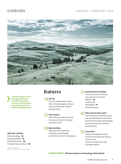 Family Tree Magazine January/February 2026 Digital Edition