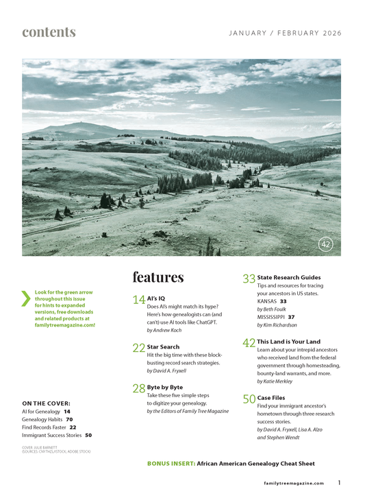 Family Tree Magazine January/February 2026 Digital Edition