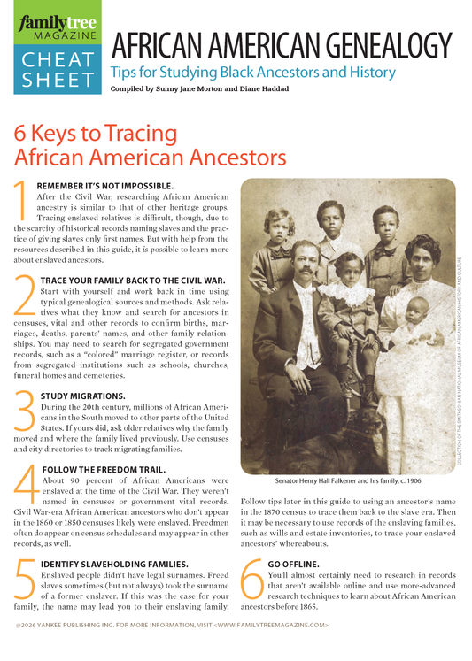 African American Genealogy Cheat Sheet