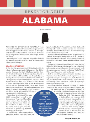 Alabama Research Guide Digital Download