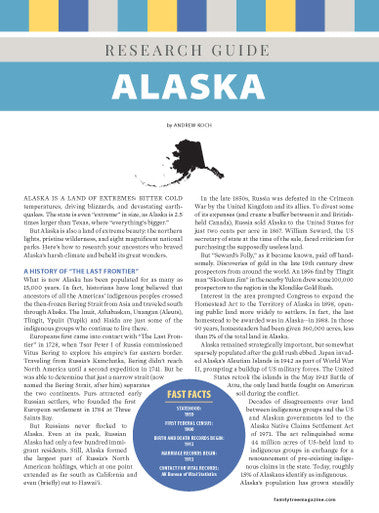 Alaska State Research Guide Digital Download
