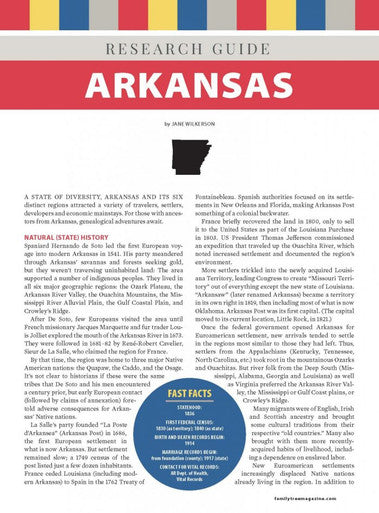 Arkansas Research Guide Digital Download