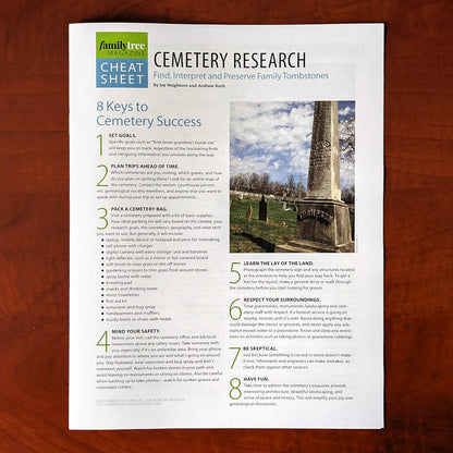 Cemetery Research Cheat Sheet - Print Edition