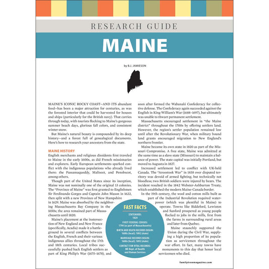 Maine Research Guide Digital Download