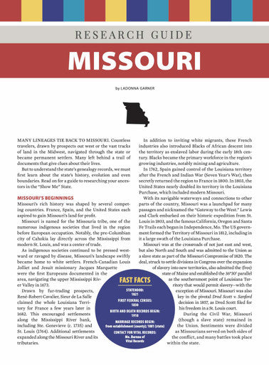 Missouri Research Guide Digital Download