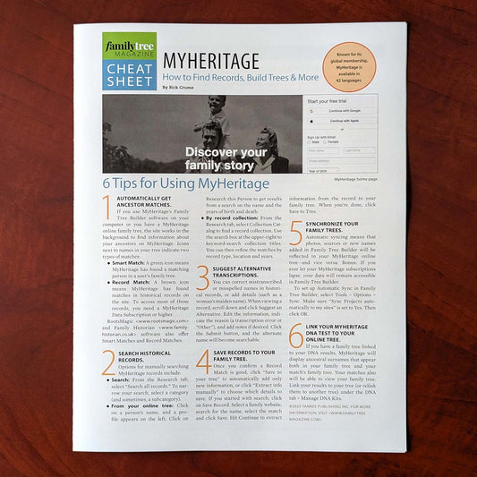 MyHeritage Cheat Sheet - Print Edition