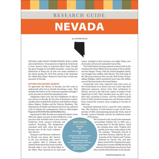Nevada Research Guide Digital Download