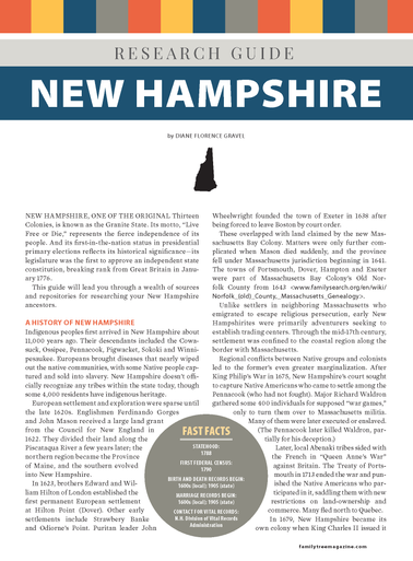 New Hampshire Research Guide Digital Download