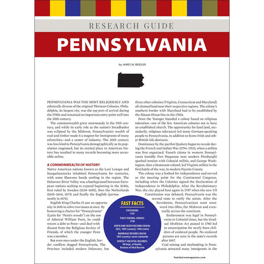 Pennsylvania Research Guide Digital Download