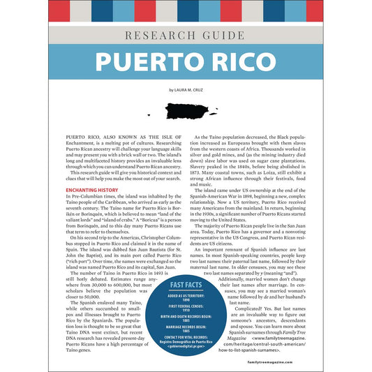 Research guide on Puerto Rico with text and a flag design.