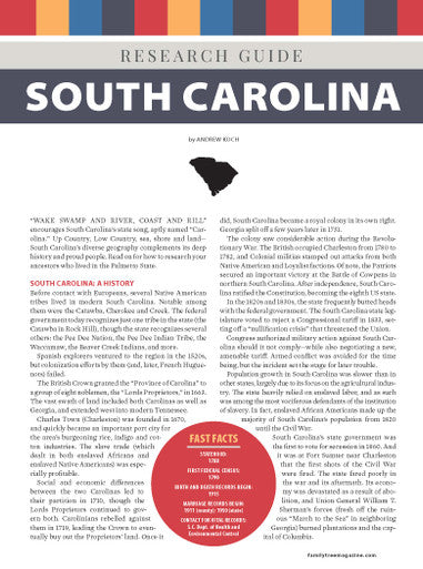 South Carolina Research Guide Digital Download