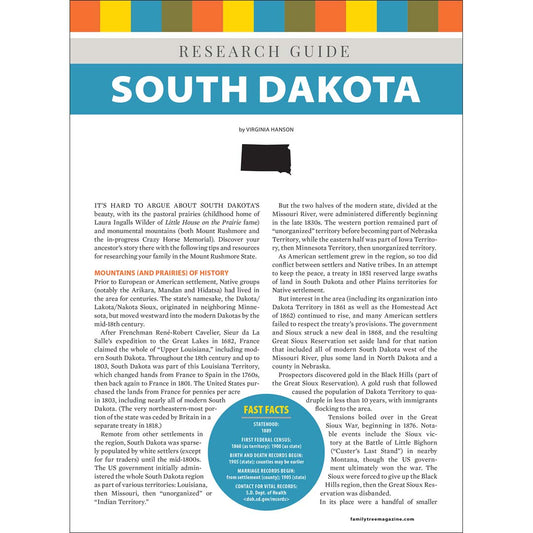 South Dakota Research Guide Digital Download