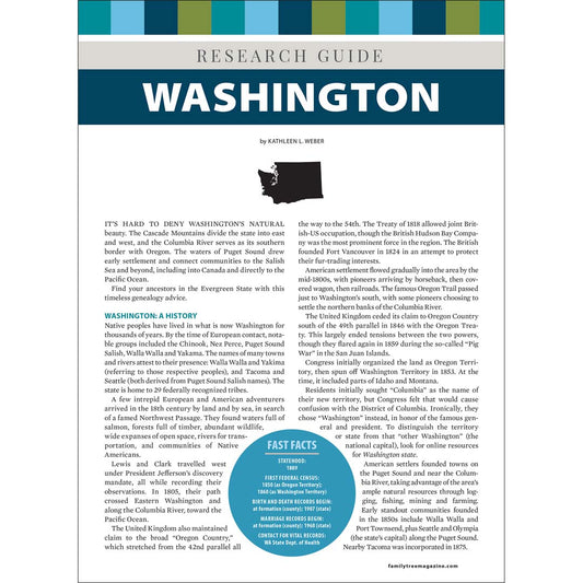 Washington Research Guide Digital Download