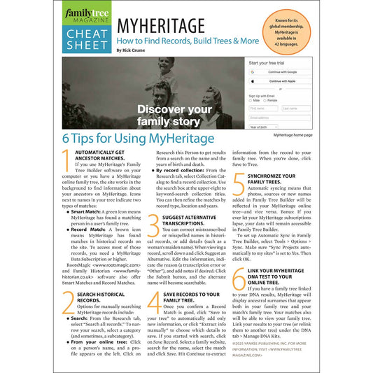 MyHeritage Cheat Sheet